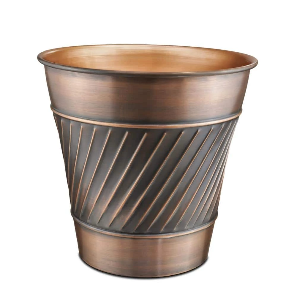 Monarch Abode Handcrafted Crest and Wave Embossed Metal Wastebasket (Antique Copper Finish) 1 Monarch Abode Handcrafted Crest and Wave Embossed Metal Wastebasket (Antique Copper Finish)