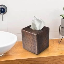 Monarch Abode Monarch Hand Hammered Metal Tissue Box Cover in Copper -Bathroom Accessories Sales copper monarch abode tissue box covers 19627 1f 1000