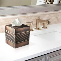 Monarch Abode Handcrafted Wave Pattern Metal Tissue Box Cover in Copper -Bathroom Accessories Sales copper monarch abode tissue box covers 39627 1f 1000
