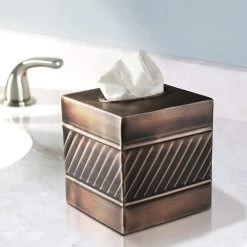 Monarch Abode Handcrafted Wave Pattern Metal Tissue Box Cover in Copper -Bathroom Accessories Sales copper monarch abode tissue box covers 39627 44 1000