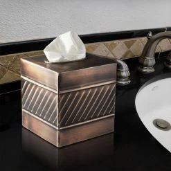 Monarch Abode Handcrafted Wave Pattern Metal Tissue Box Cover in Copper -Bathroom Accessories Sales copper monarch abode tissue box covers 39627 4f 1000