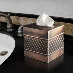 Monarch Abode Handcrafted Wave Pattern Metal Tissue Box Cover in Copper -Bathroom Accessories Sales copper monarch abode tissue box covers 39627 fa 1000