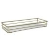 Elle Decor Rectangular Mirrored Bottom Vanity Tray in Satin Gold