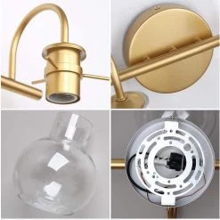 CLAVIE Gold Bathroom Light Fixtures 4-Light 28 in. W x 9 in. H Wall Sconces with Clear Glass Shade Vanity Light in Black -Bathroom Accessories Sales gold makeup organizers hd 2809 vggd 4f 1000