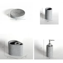 Unbranded 4-Piece Bath Accessory Set in Gray -Bathroom Accessories Sales gray bathroom accessory sets sdads tzs 1 fa 1000