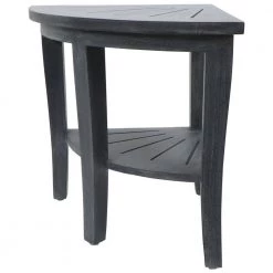 Unbranded 17.75 in. x 22.25 in. x 15.75 in. Weathered Gray Genuine Teak Corner Shower Bench -Bathroom Accessories Sales gray bathtub accessories 5327gy 1f 1000