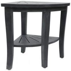 Unbranded 17.75 in. x 22.25 in. x 15.75 in. Weathered Gray Genuine Teak Corner Shower Bench