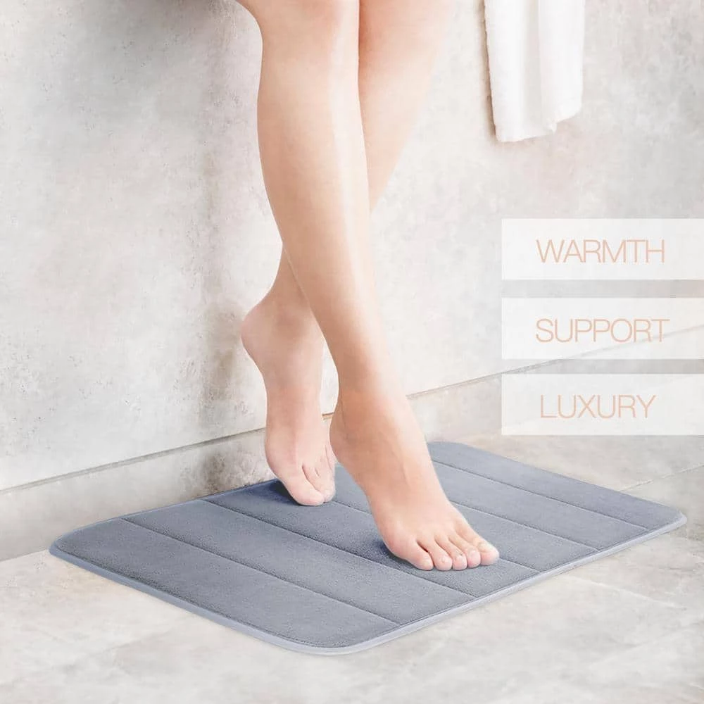 Betus Luxury Memory Foam Bath Mat - Velvet Comfort Bathroom Rug - 17"x24" (Gray) 3 Betus Luxury Memory Foam Bath Mat - Velvet Comfort Bathroom Rug - 17"x24" (Gray) - Image 3