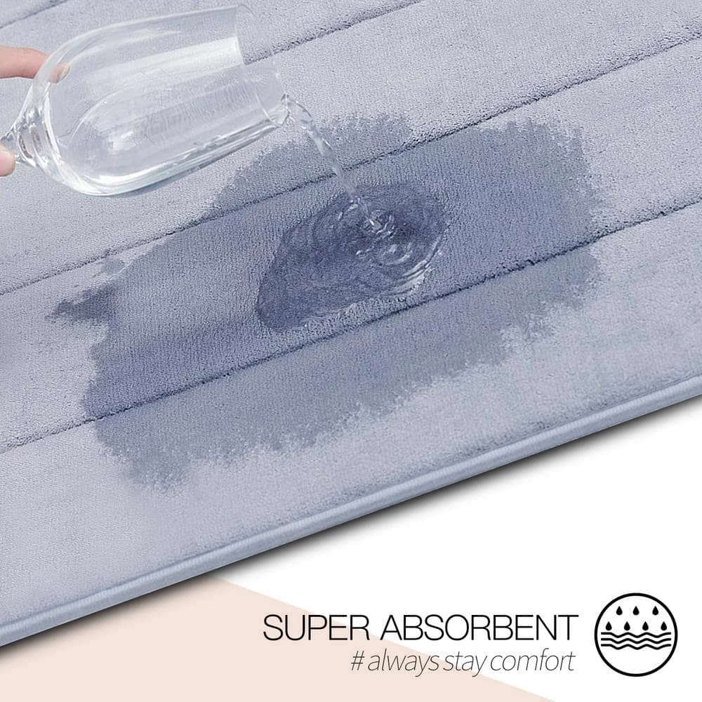 Betus Luxury Memory Foam Bath Mat - Velvet Comfort Bathroom Rug - 17"x24" (Gray) 6 Betus Luxury Memory Foam Bath Mat - Velvet Comfort Bathroom Rug - 17"x24" (Gray) - Image 6