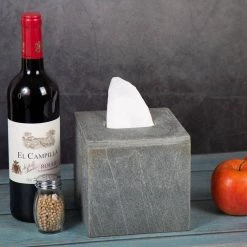 Creative Home Natural Slate Stone Square Tissue Box Cover Tissue Paper Holder Boutique, 5 in. L x 5 in. W x 5.5 in. H 9 Creative Home Natural Slate Stone Square Tissue Box Cover Tissue Paper Holder Boutique, 5 in. L x 5 in. W x 5.5 in. H -Bathroom Accessories Sales gray creative home tissue box covers 74771 1f 1000