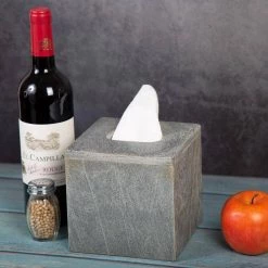 Creative Home Natural Slate Stone Square Tissue Box Cover Tissue Paper Holder Boutique, 5 in. L x 5 in. W x 5.5 in. H 11 Creative Home Natural Slate Stone Square Tissue Box Cover Tissue Paper Holder Boutique, 5 in. L x 5 in. W x 5.5 in. H -Bathroom Accessories Sales gray creative home tissue box covers 74771 31 1000