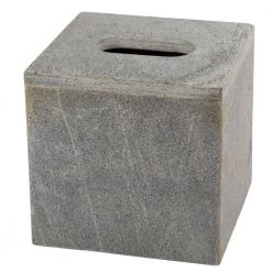Creative Home Natural Slate Stone Square Tissue Box Cover Tissue Paper Holder Boutique, 5 in. L x 5 in. W x 5.5 in. H