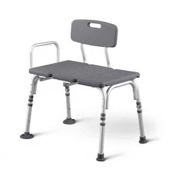 Medline Knockdown Transfer Bath Bench with Back, Microban Antimicrobial Protection -Bathroom Accessories Sales gray medline bathtub accessories mds86960kdmgh 4f 1000