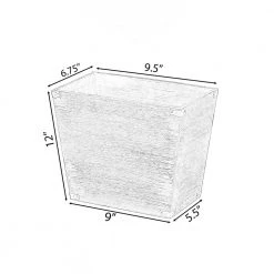 Vintiquewise Home Decorative Dark Grey Rustic Wood Trash Can, Rectangular Wastebasket Bin with Decorative Metal Brackets -Bathroom Accessories Sales gray vintiquewise bathroom trash cans qi004220 1f 1000