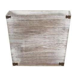 Vintiquewise Home Decorative Dark Grey Rustic Wood Trash Can, Rectangular Wastebasket Bin with Decorative Metal Brackets -Bathroom Accessories Sales gray vintiquewise bathroom trash cans qi004220 4f 1000