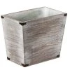 Vintiquewise Home Decorative Dark Grey Rustic Wood Trash Can, Rectangular Wastebasket Bin with Decorative Metal Brackets