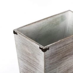 Vintiquewise Home Decorative Dark Grey Rustic Wood Trash Can, Rectangular Wastebasket Bin with Decorative Metal Brackets -Bathroom Accessories Sales gray vintiquewise bathroom trash cans qi004220 fa 1000