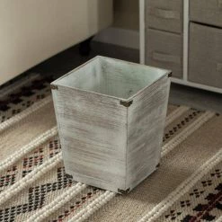 Vintiquewise Home Decorative Dark Grey Rustic Wood Trash Can, Square Wastebasket Bin with Decorative Metal Brackets 10 Vintiquewise Home Decorative Dark Grey Rustic Wood Trash Can, Square Wastebasket Bin with Decorative Metal Brackets -Bathroom Accessories Sales gray vintiquewise bathroom trash cans qi004221 44 1000