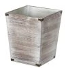 Vintiquewise Home Decorative Dark Grey Rustic Wood Trash Can, Square Wastebasket Bin with Decorative Metal Brackets