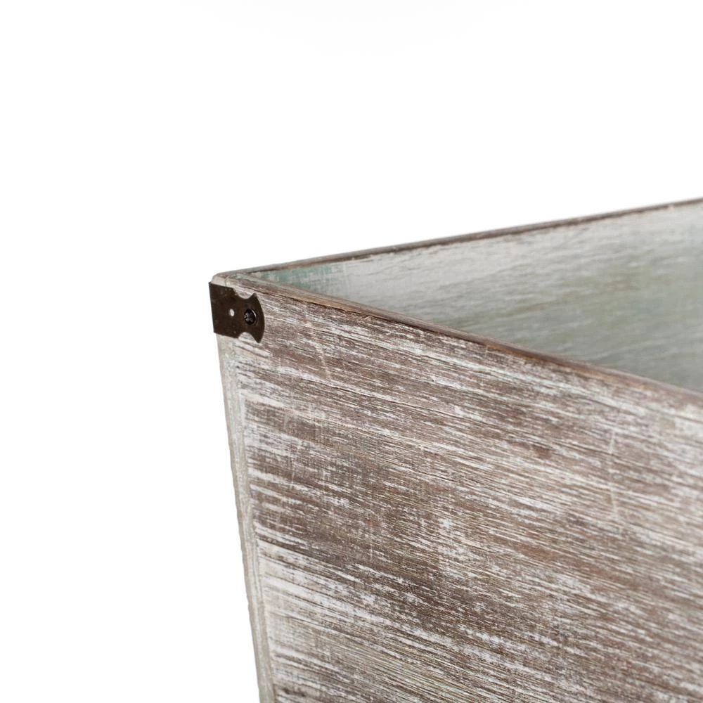 Vintiquewise Home Decorative Dark Grey Rustic Wood Trash Can, Square Wastebasket Bin with Decorative Metal Brackets 6 Vintiquewise Home Decorative Dark Grey Rustic Wood Trash Can, Square Wastebasket Bin with Decorative Metal Brackets - Image 6