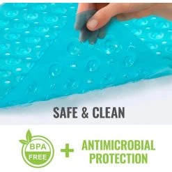 HealthSmart Clear Bath Mat, 15.5 in x 40 in, with 200 suction cups, in Green -Bathroom Accessories Sales green healthsmart bathtub accessories 523 1740 0250 1f 1000