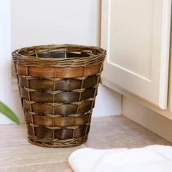 HOUSEHOLD ESSENTIALS Small Haven Waste Basket Poplar and Willow 5 HOUSEHOLD ESSENTIALS Small Haven Waste Basket Poplar and Willow -Bathroom Accessories Sales green household essentials bathroom trash cans ml 2215 31 1000