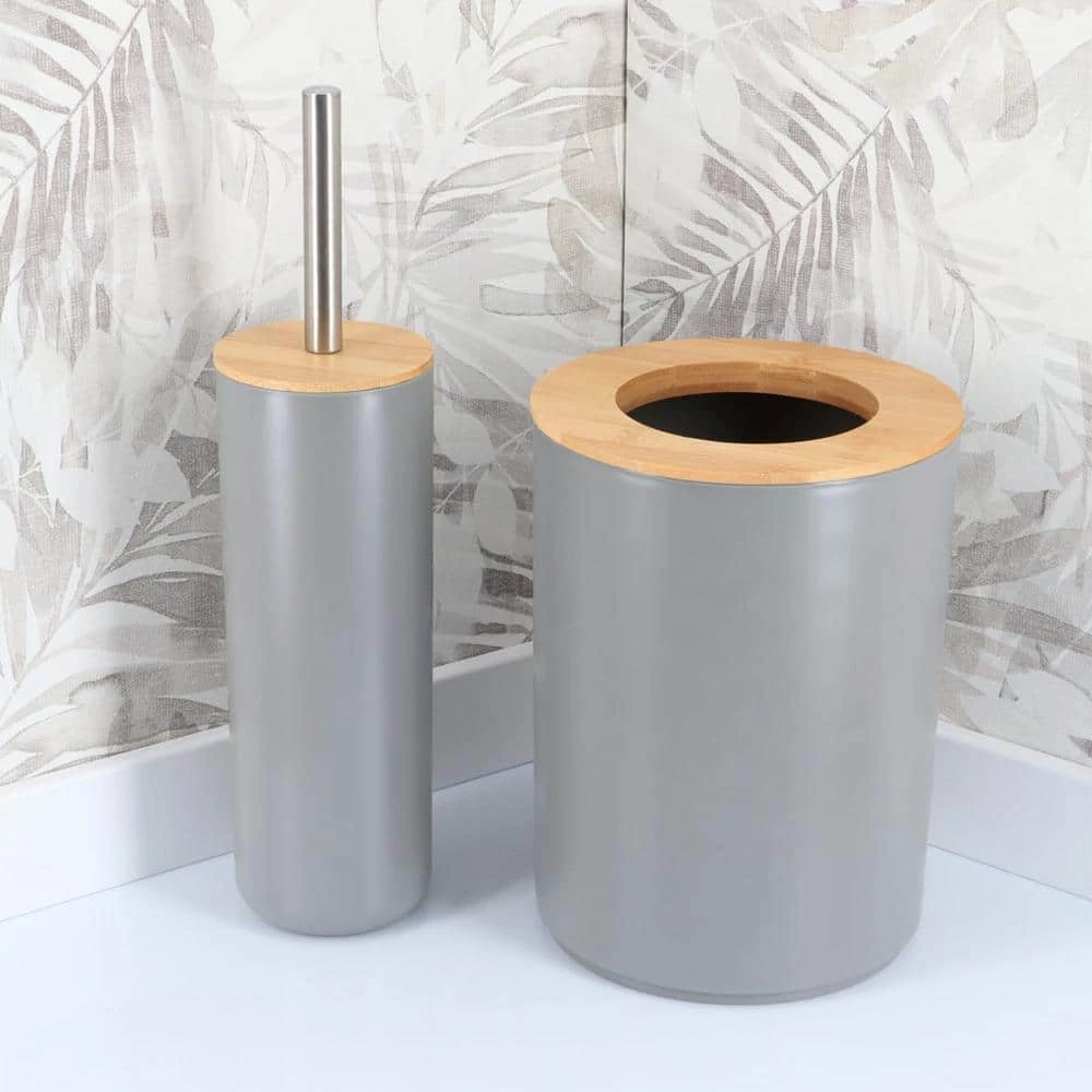 Unbranded Padang 7-Pieces Bath Accessory Set with Soap Pump, Tumbler, Soap Dish and Toilet Brush Holder in PVC Grey and Bamboo 5 Unbranded Padang 7-Pieces Bath Accessory Set with Soap Pump, Tumbler, Soap Dish and Toilet Brush Holder in PVC Grey and Bamboo - Image 5