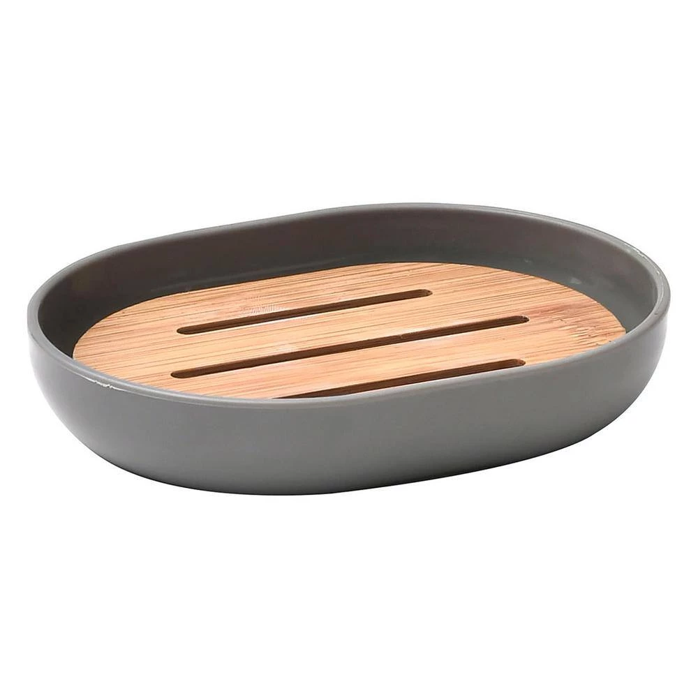 Unbranded Padang 7-Pieces Bath Accessory Set with Soap Pump, Tumbler, Soap Dish and Toilet Brush Holder in PVC Grey and Bamboo 3 Unbranded Padang 7-Pieces Bath Accessory Set with Soap Pump, Tumbler, Soap Dish and Toilet Brush Holder in PVC Grey and Bamboo - Image 3