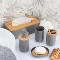 Unbranded Padang 7-Pieces Bath Accessory Set with Soap Pump, Tumbler, Soap Dish and Toilet Brush Holder in PVC Grey and Bamboo 13 Unbranded Padang 7-Pieces Bath Accessory Set with Soap Pump, Tumbler, Soap Dish and Toilet Brush Holder in PVC Grey and Bamboo -Bathroom Accessories Sales grey and bamboo bathroom accessory sets set7padang6174260 c3 1000