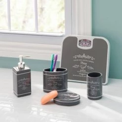 Home Basics Paris 4-Piece Bath Accessory Set in Grey 9 Home Basics Paris 4-Piece Bath Accessory Set in Grey -Bathroom Accessories Sales grey home basics bathroom accessory sets ba41274 44 1000