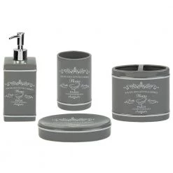 Home Basics Paris 4-Piece Bath Accessory Set in Grey