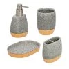 Honey-Can-Do 4-Piece Bathroom Accessories Set in Resin Grey