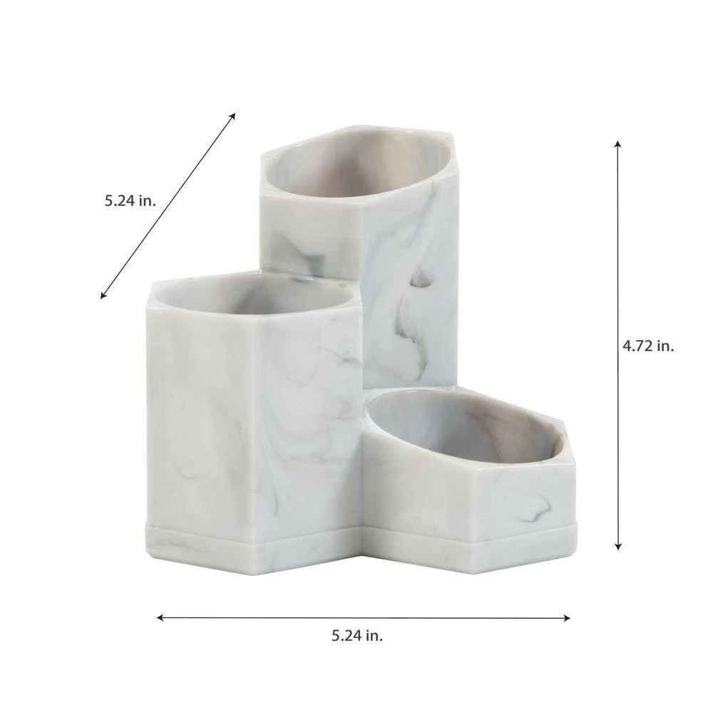 Simplify 3 Compartment Pencil Brush Holder in Marble 4 Simplify 3 Compartment Pencil Brush Holder in Marble - Image 4