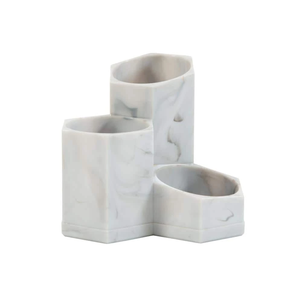 Simplify 3 Compartment Pencil Brush Holder in Marble 1 Simplify 3 Compartment Pencil Brush Holder in Marble