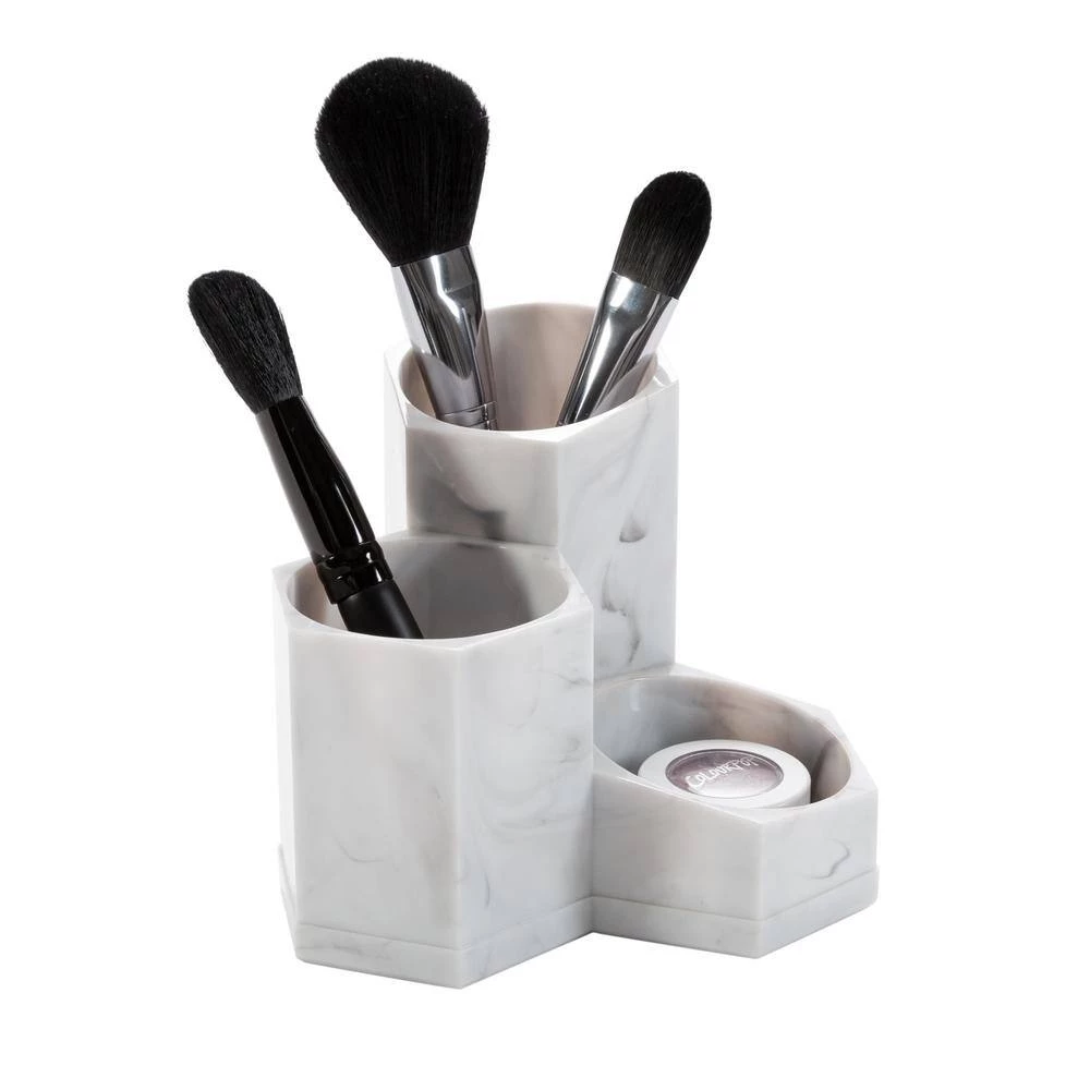 Simplify 3 Compartment Pencil Brush Holder in Marble 2 Simplify 3 Compartment Pencil Brush Holder in Marble - Image 2