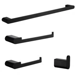 Aurora Decor AFA 4-Piece Bath Accessory Set with Towel Bar in Matte Black
