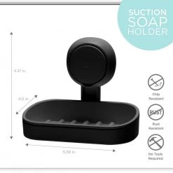 Bath Bliss Gel Suction Soap Dish in Matte black -Bathroom Accessories Sales matte black bath bliss soap dishes 26753 matteblack 44 1000