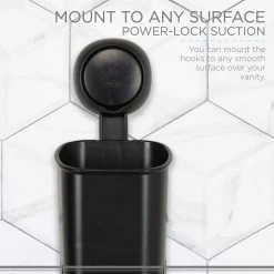 Bath Bliss Gel Suction Toothbrush Holder in Matte black -Bathroom Accessories Sales matte black bath bliss toothbrush holders 26752 matteblack 4f 1000