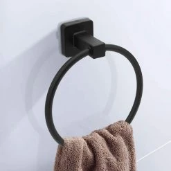 ACEHOOM 4-Piece Bath Hardware Set with 17 in. Towel Bar Towel Ring Toilet Paper Holder and Towel Hook in Matte Black -Bathroom Accessories Sales matte black bathroom hardware sets qht 4j 4f 1000