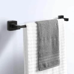 ACEHOOM 4-Piece Bath Hardware Set with 17 in. Towel Bar Towel Ring Toilet Paper Holder and Towel Hook in Matte Black -Bathroom Accessories Sales matte black bathroom hardware sets qht 4j fa 1000