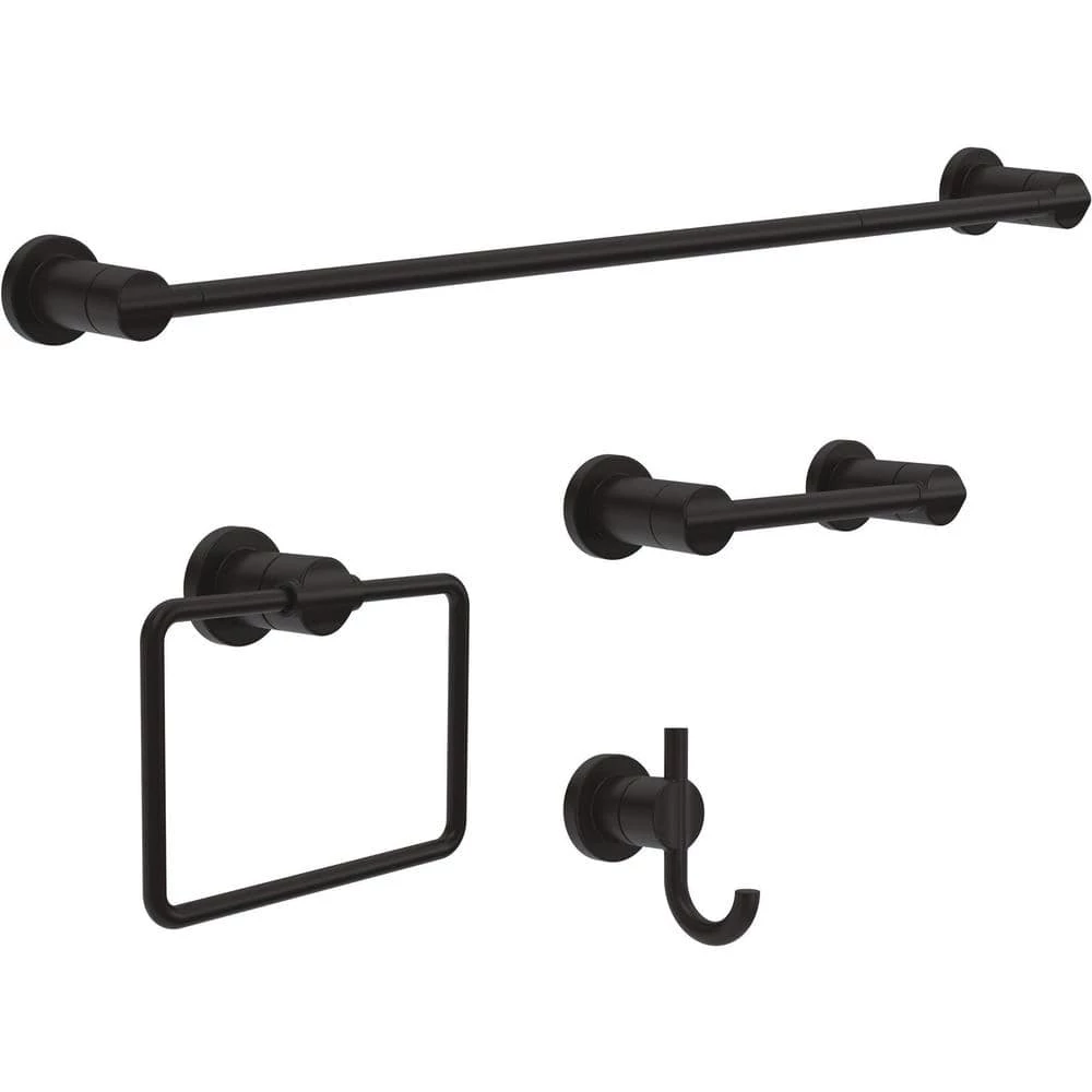 Delta Nicoli 4-Piece Bath Accessory Set in Matte Black 1 Delta Nicoli 4-Piece Bath Accessory Set in Matte Black