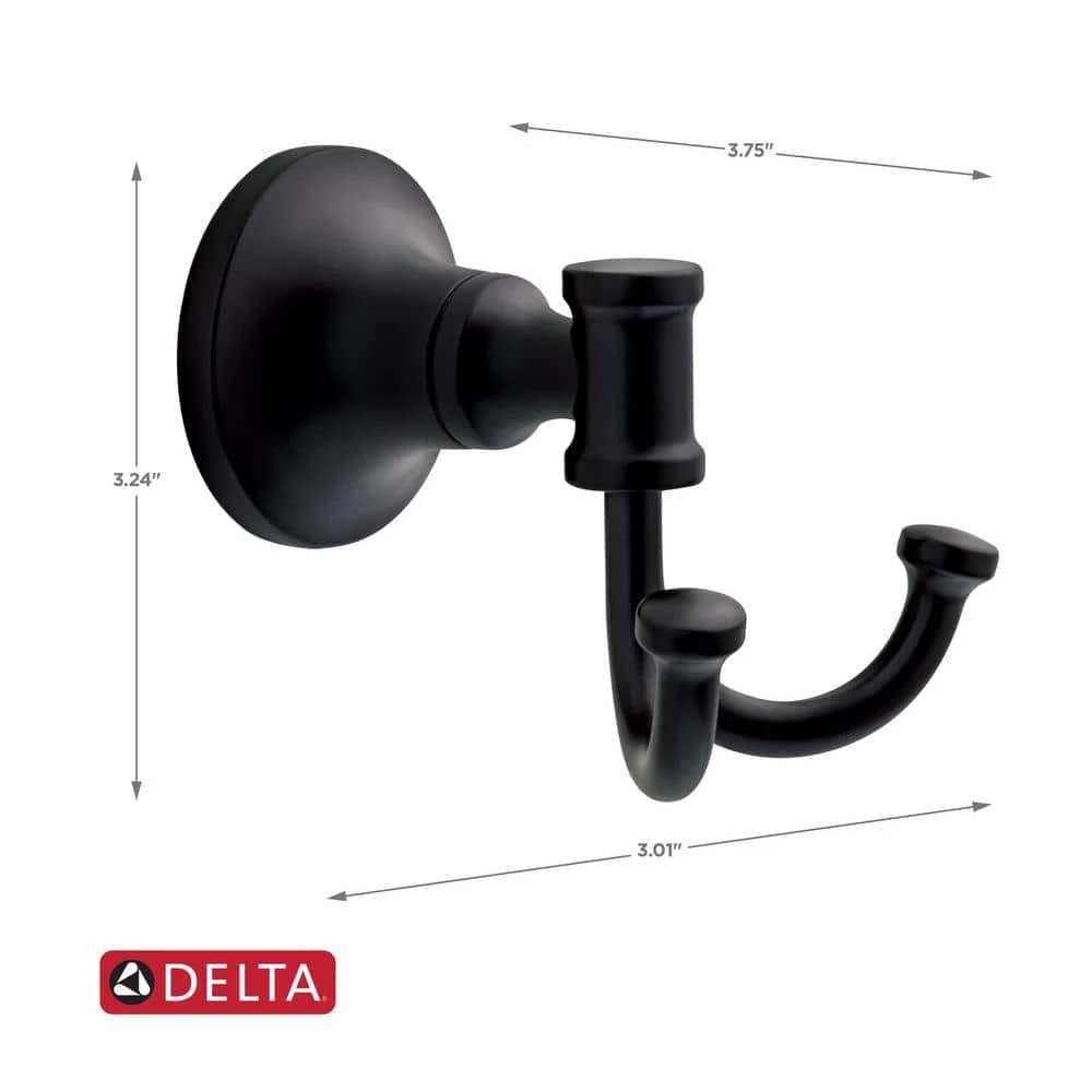 Delta Chamberlain Double J Towel Hook in Matte Black 7 Delta Chamberlain Double J Towel Hook in Matte Black - Image 7