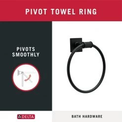 Delta Averland Towel Ring in Matte Black -Bathroom Accessories Sales matte black delta towel rings ave46 mb fa 1000
