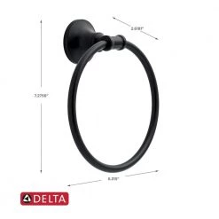 Delta Chamberlain Towel Ring in Matte Black -Bathroom Accessories Sales matte black delta towel rings cml46 mb r c3 1000