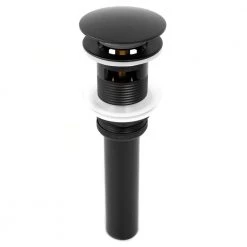 Eisen Home Pop Up Drain Assembly with Cap with Overflow for Under Mount Installation in Matte Black