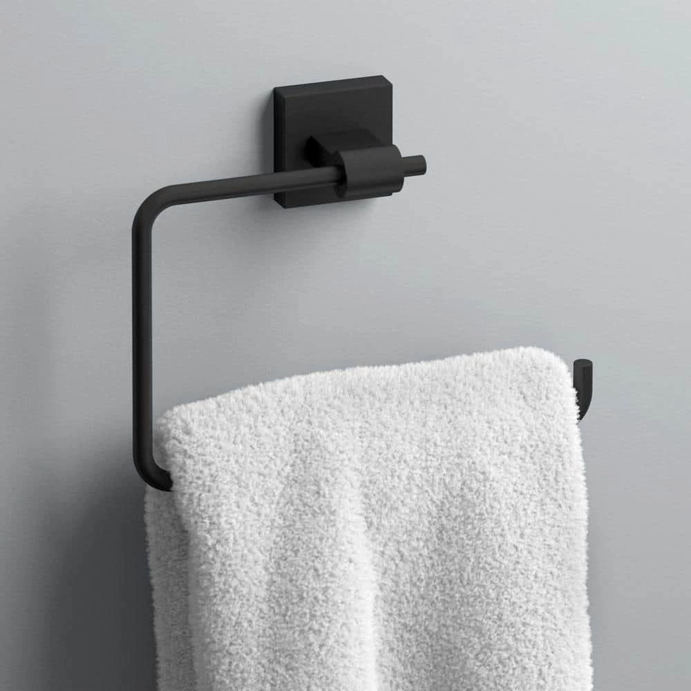 Franklin Brass Maxted 3-Piece Bath Hardware Set with Towel Ring, Toilet Paper Holder and 24 in. Towel Bar in Matte Black 9 Franklin Brass Maxted 3-Piece Bath Hardware Set with Towel Ring, Toilet Paper Holder and 24 in. Towel Bar in Matte Black - Image 9