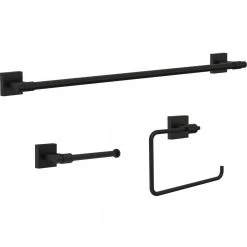 Franklin Brass Maxted 3-Piece Bath Hardware Set with Towel Ring, Toilet Paper Holder and 24 in. Towel Bar in Matte Black