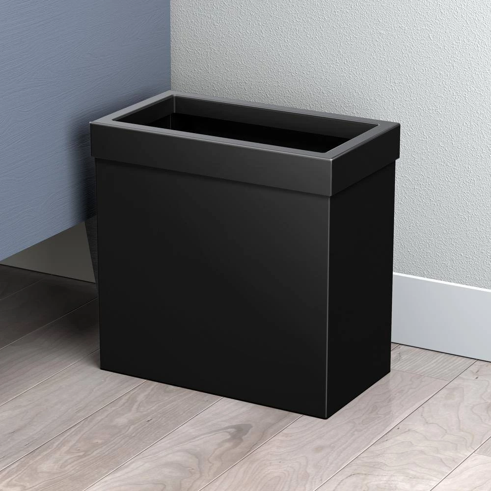 Gatco Modern Waste Can Rectangle in Matte Black 2 Gatco Modern Waste Can Rectangle in Matte Black - Image 2