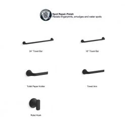 KOHLER Cursiva Towel Arm in Matte Black -Bathroom Accessories Sales matte black kohler towel rings k r26689 bl 40 1000