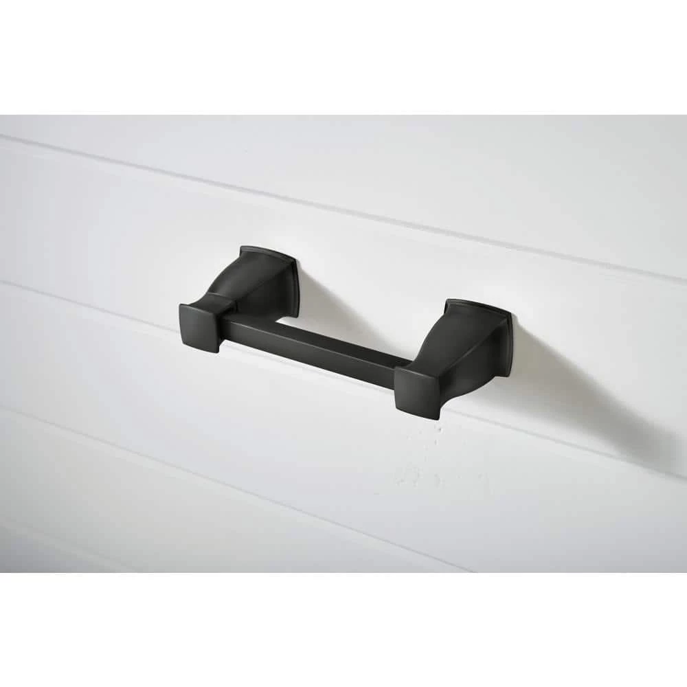 MOEN Hensley Pivoting Double Post Toilet Paper Holder with Press and Mark in Matte Black 5 MOEN Hensley Pivoting Double Post Toilet Paper Holder with Press and Mark in Matte Black - Image 5